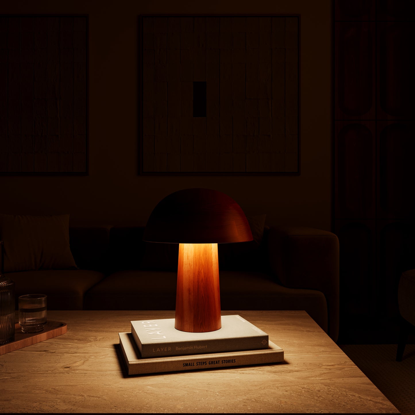 Mushroom Lamp, Wooden Table Lamp, Mid-century Modern, Lampshade, Nordic style