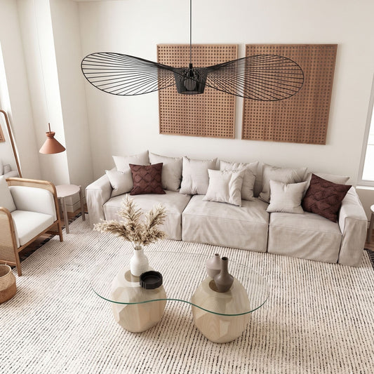 Facet Sculptural Table, Geometric Wood Coffee Table with Glass Top