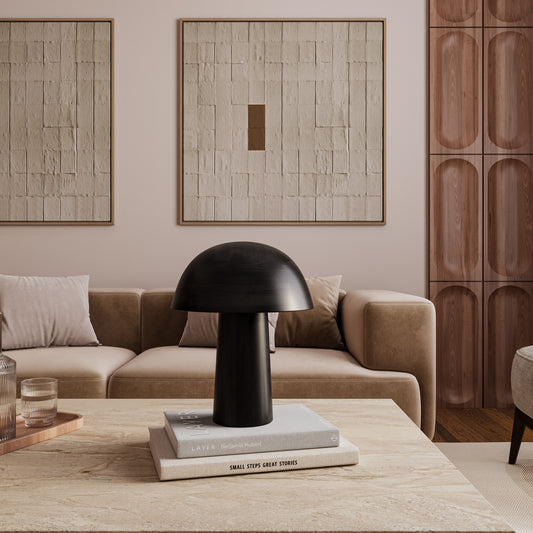 Wooden Table Lamp, Mushroom Lamp, Mid-century Modern, Lampshade, Desk Lamp