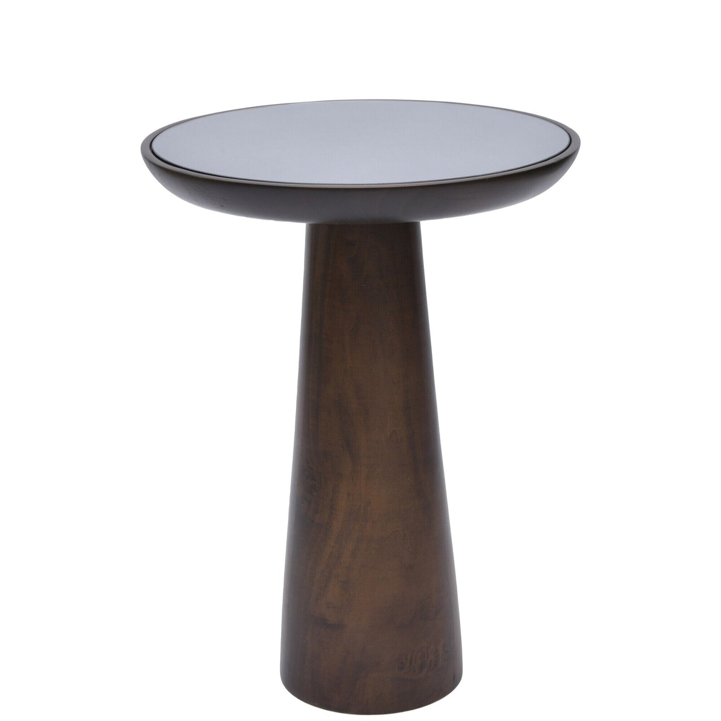 Mirrored Wooden Mushroom Side Table, Dark Walnut finish and other color options