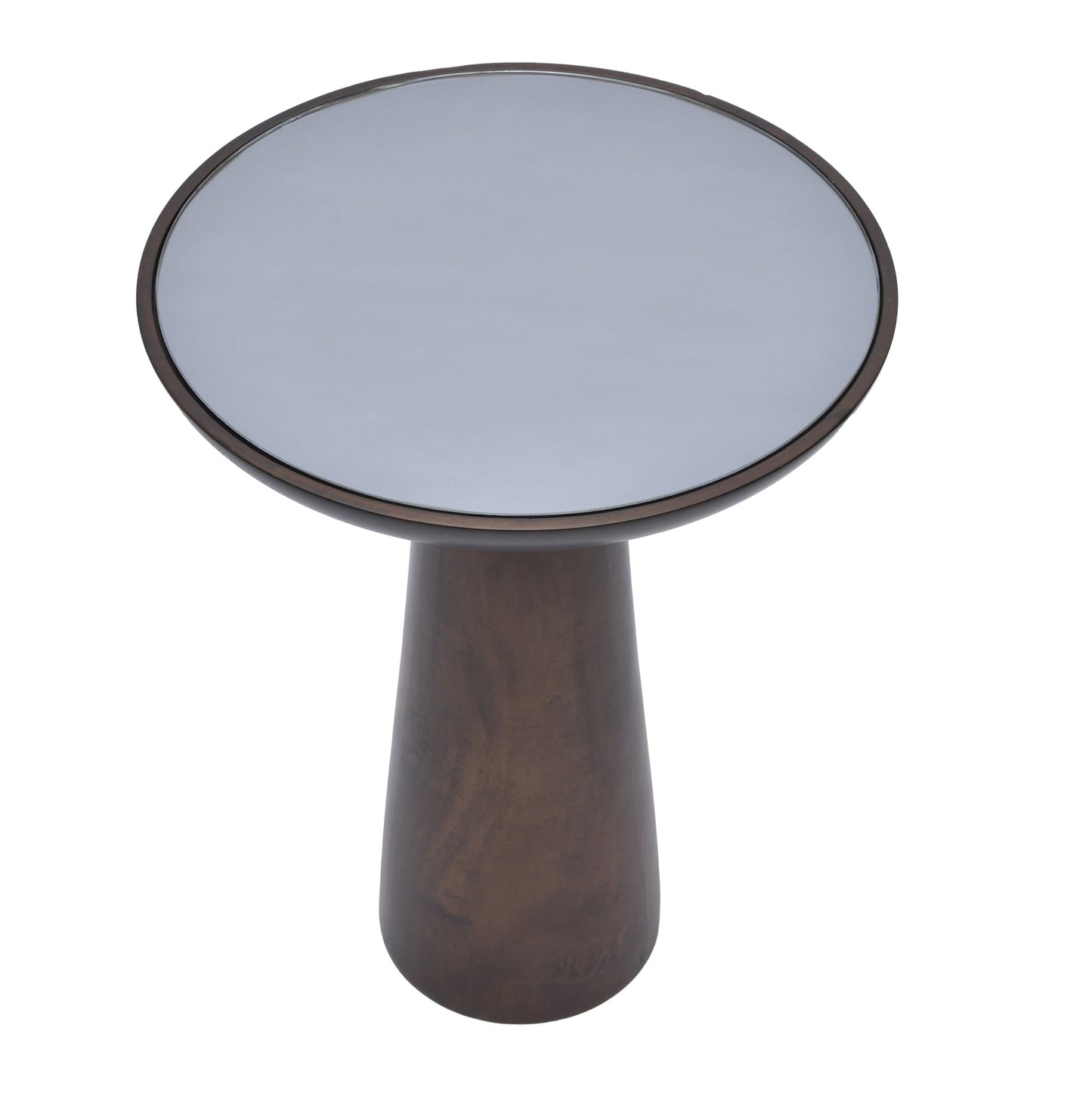 Mirrored Wooden Mushroom Side Table, Dark Walnut finish and other color options