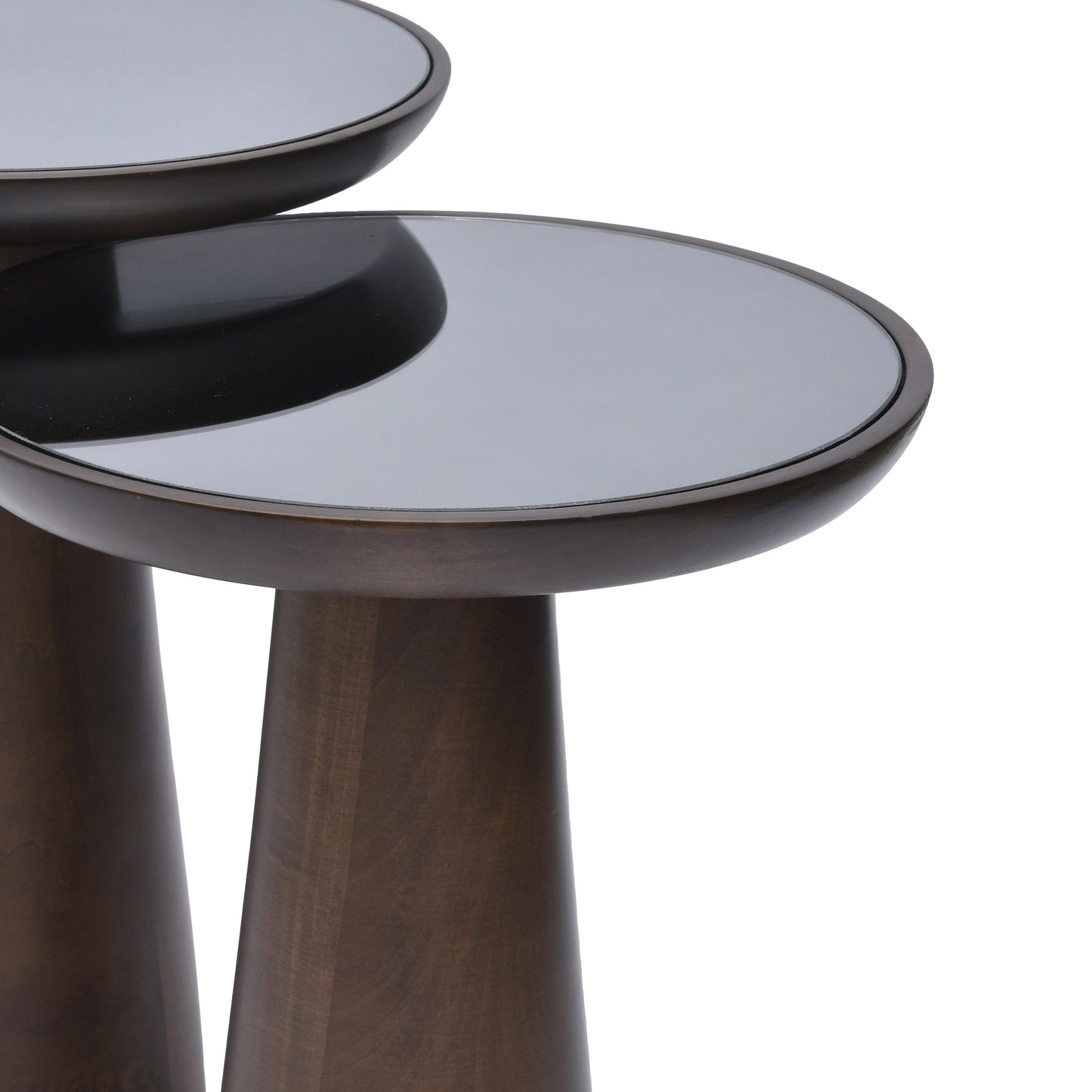 Mirrored Wooden Mushroom Side Table, Dark Walnut finish and other color options