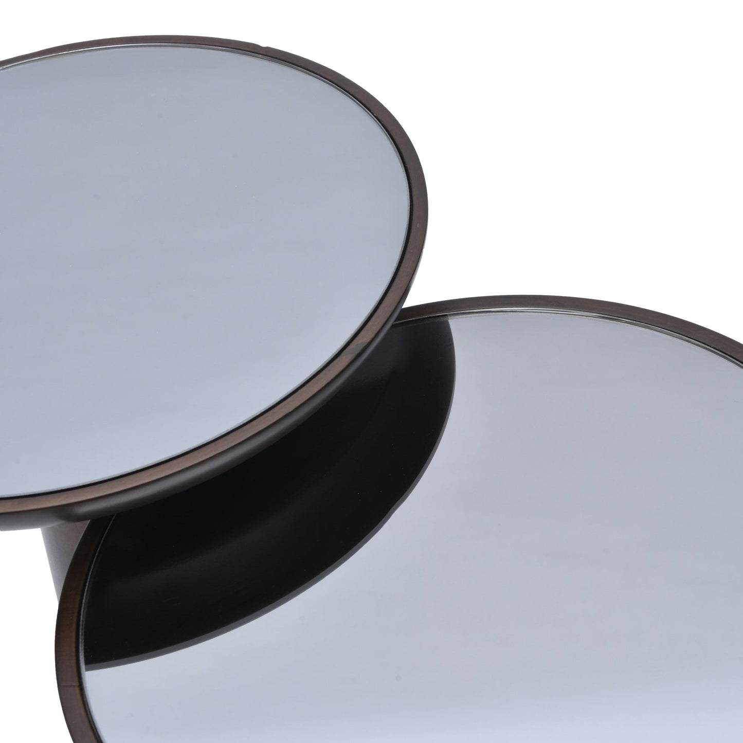 Mirrored Wooden Mushroom Side Table, Dark Walnut finish and other color options