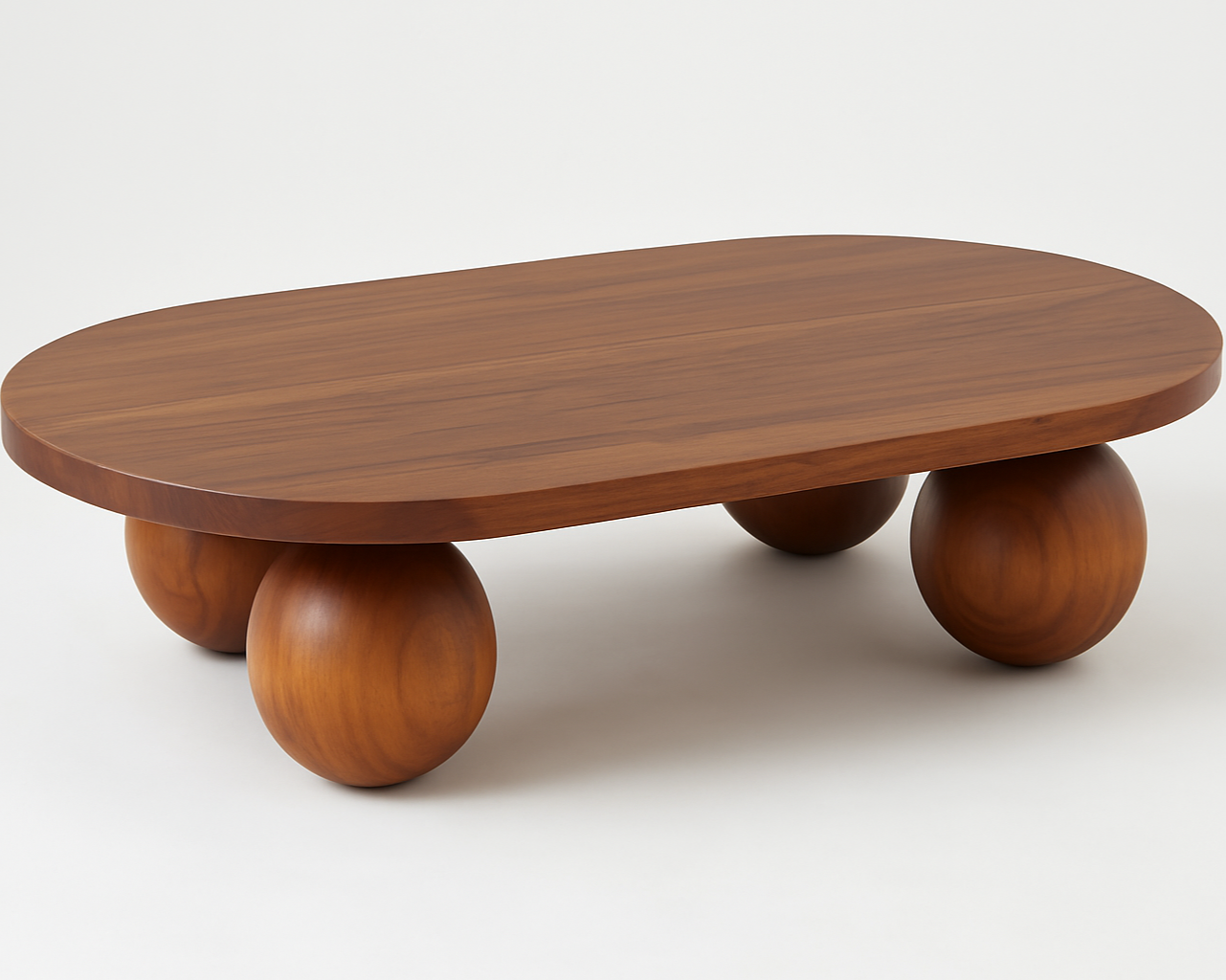 Wooden Ball Oval Coffee Table