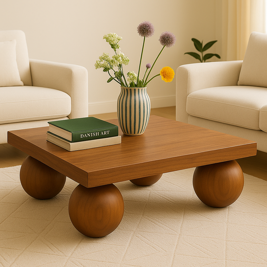 Wooden Ball Square Coffee Table