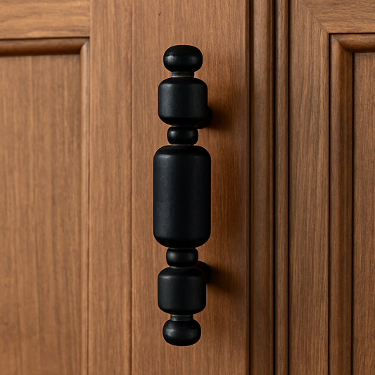 Handmade Wood Cabinet Pull – Black Handle – Minimalist Drawer Knob, Black Finish