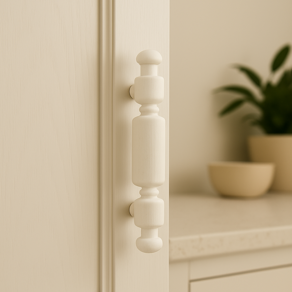Handmade Wood Cabinet Pull – White Handle – Minimalist Drawer Knob, White Finish
