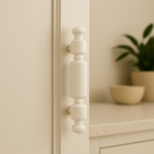 Handmade Wood Cabinet Pull – White Handle – Minimalist Drawer Knob, White Finish