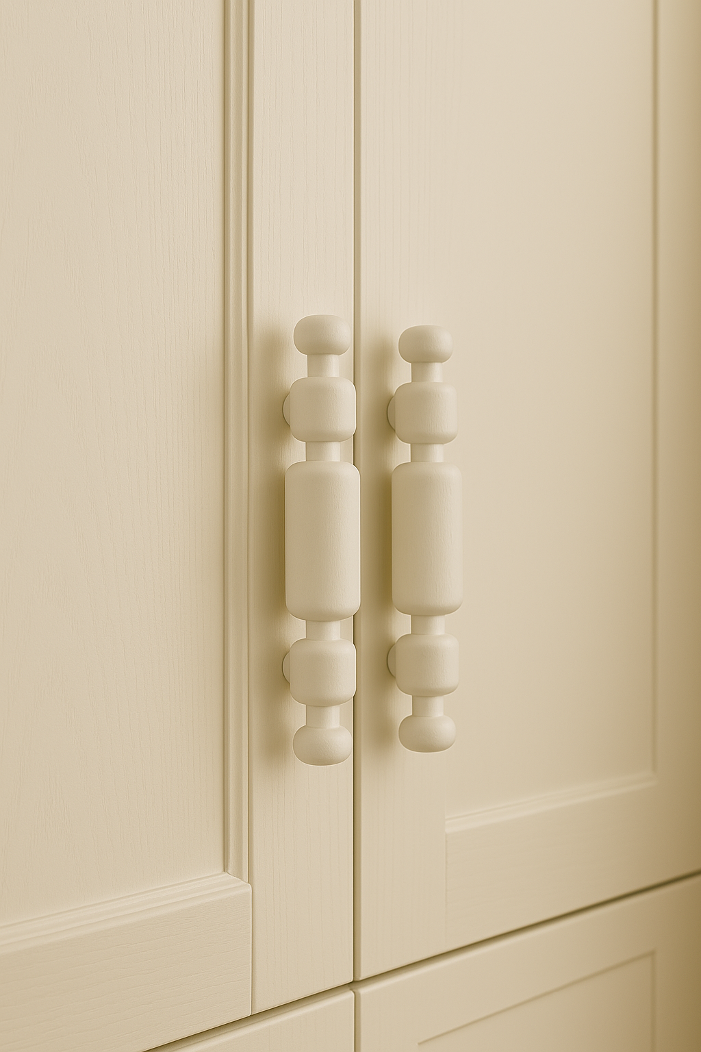 Handmade Wood Cabinet Pull – White Handle – Minimalist Drawer Knob, White Finish