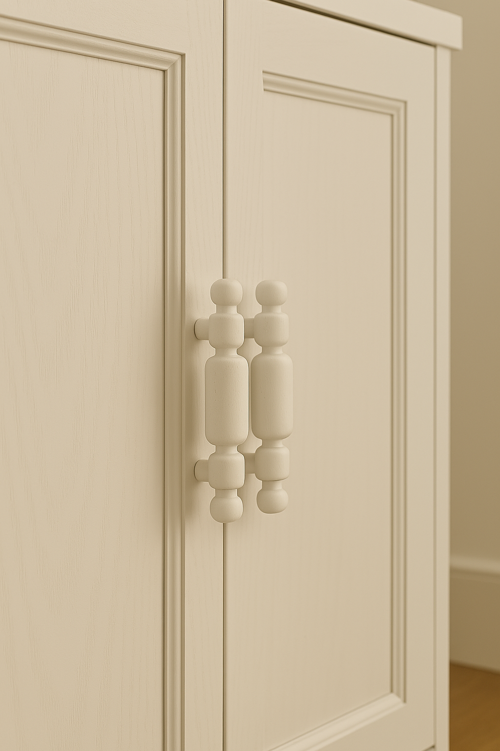 Handmade Wood Cabinet Pull – White Handle – Minimalist Drawer Knob, White Finish
