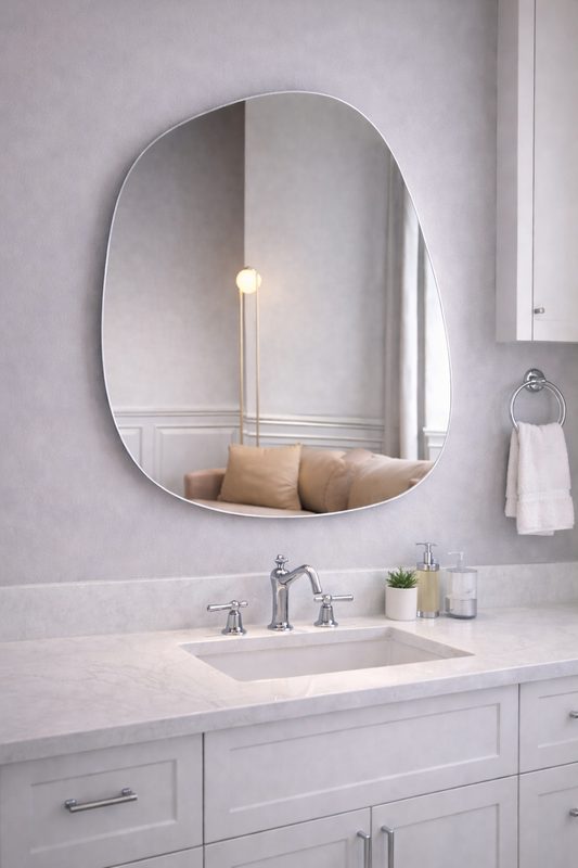 Wide Irregular Mirror - Handmade Asymmetrical Wall Mirror