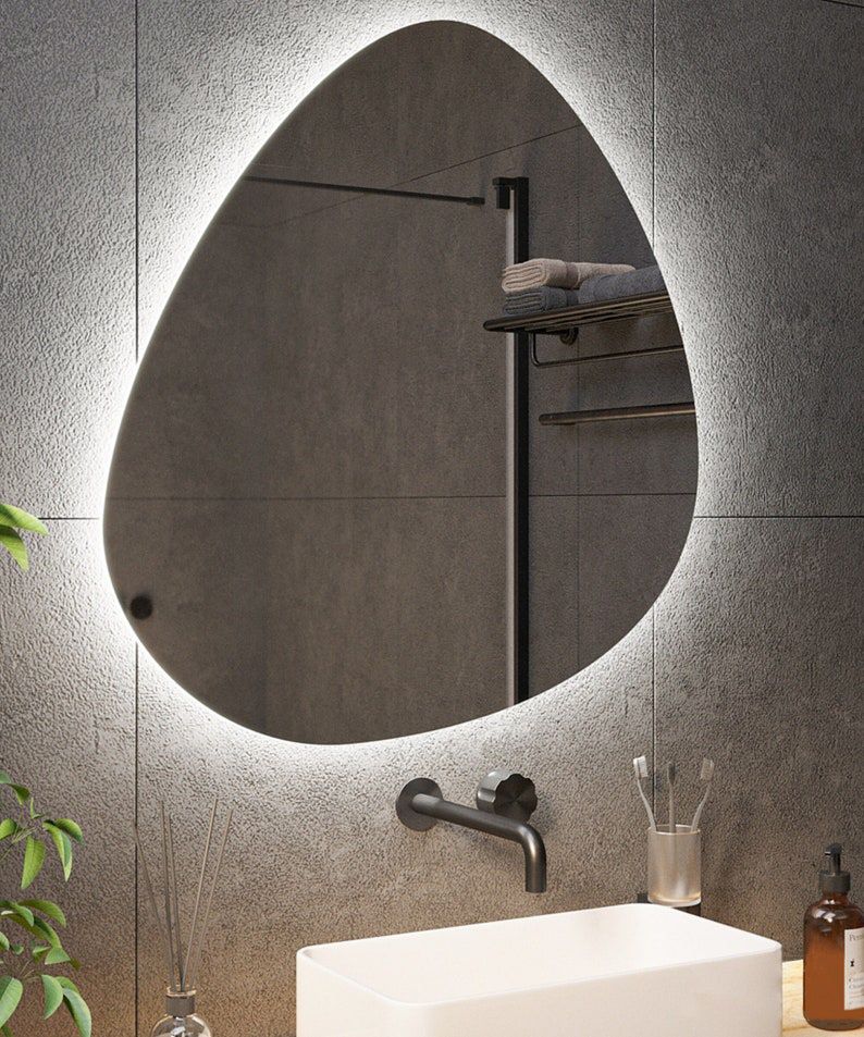 Salda Irregular Mirror Aesthetic Bahtroom LED Mirror