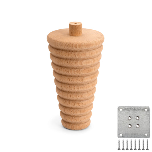 Conic wooden furniture leg, Sofa,Cabinet, Bed Wooden Leg - Set of 4