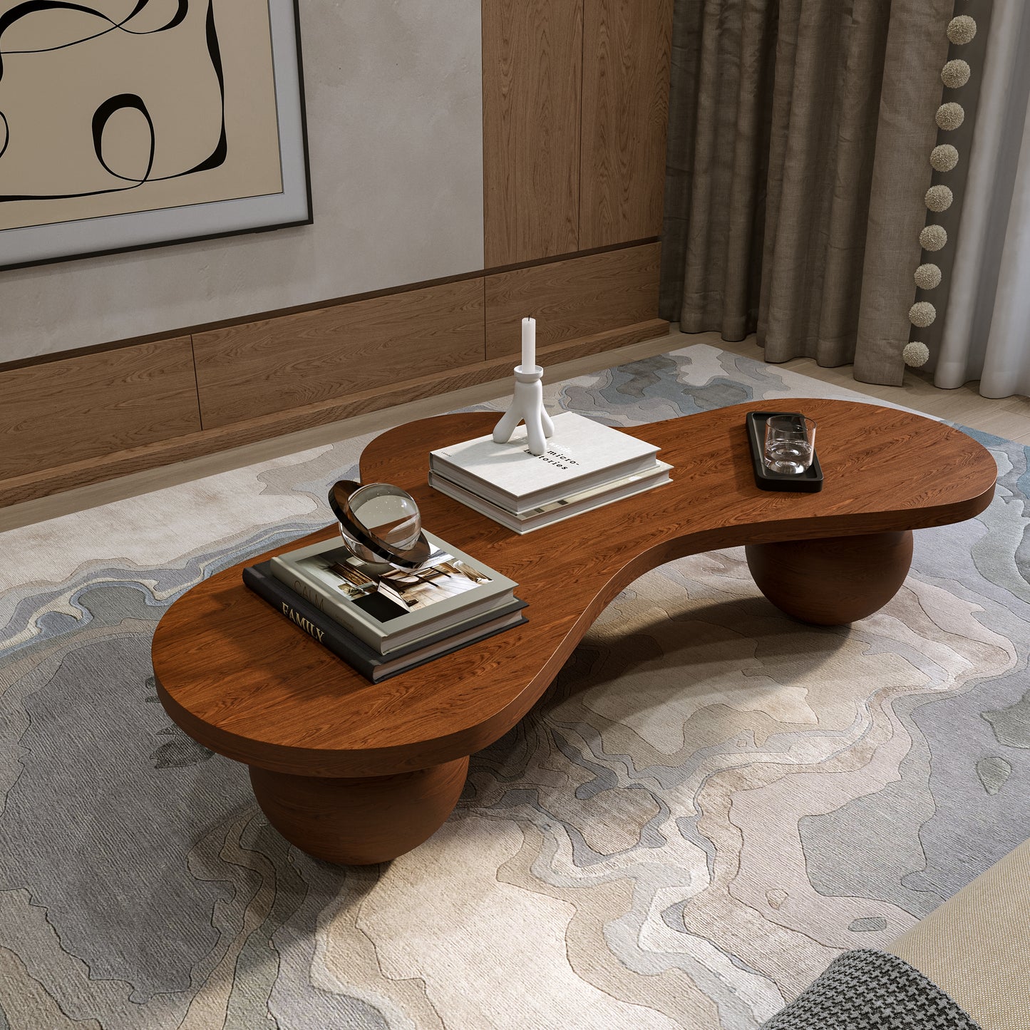 Asymmetrical Wooden Coffee Table Black