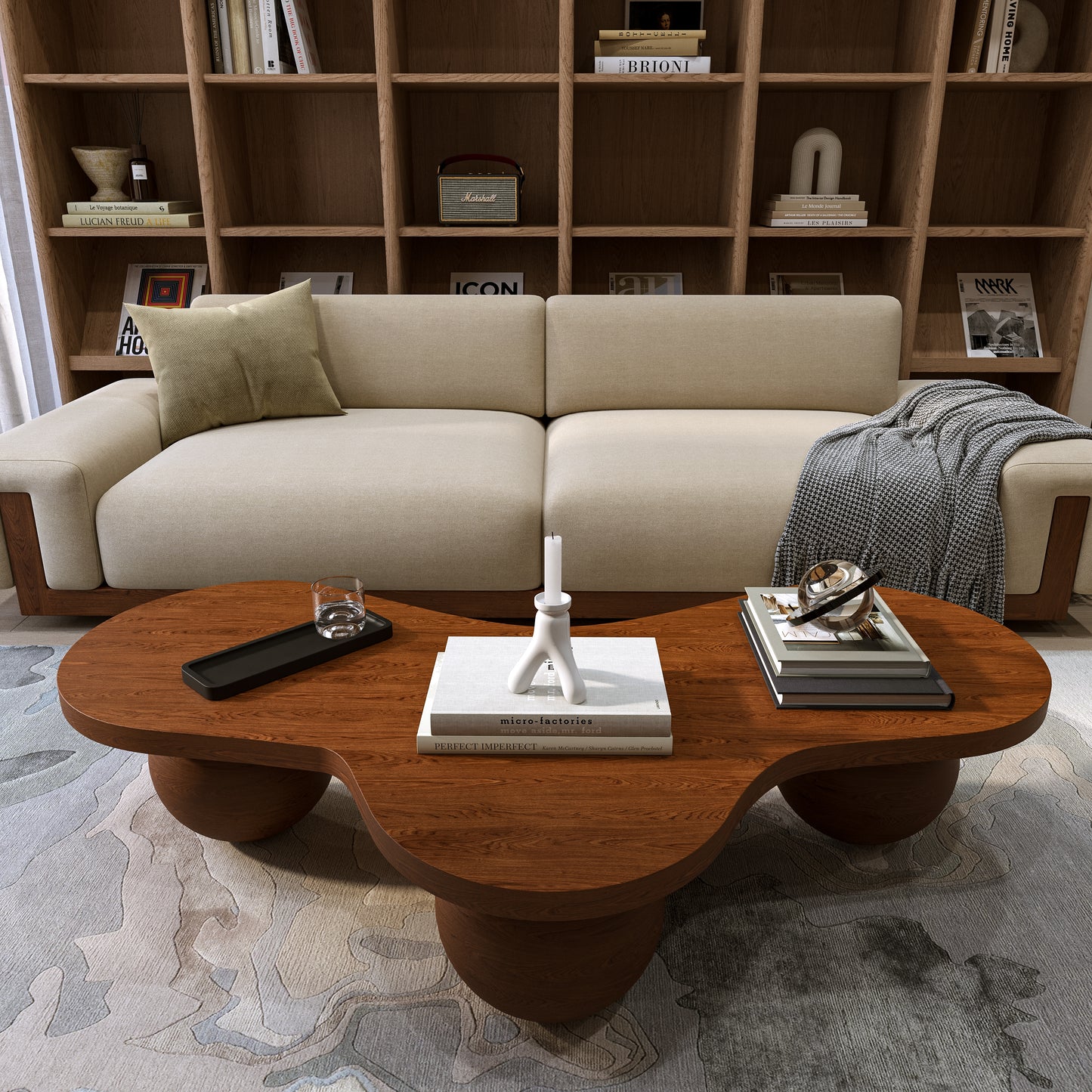 Asymmetrical Wooden Coffee Table Black
