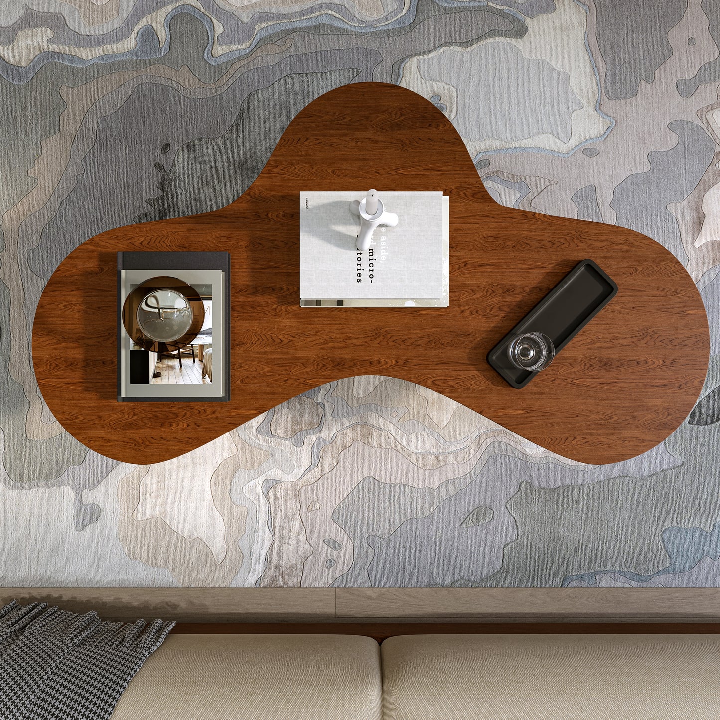 Asymmetrical Wooden Coffee Table Black