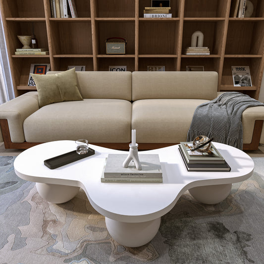 Asymmetrical Wooden Coffee Table White