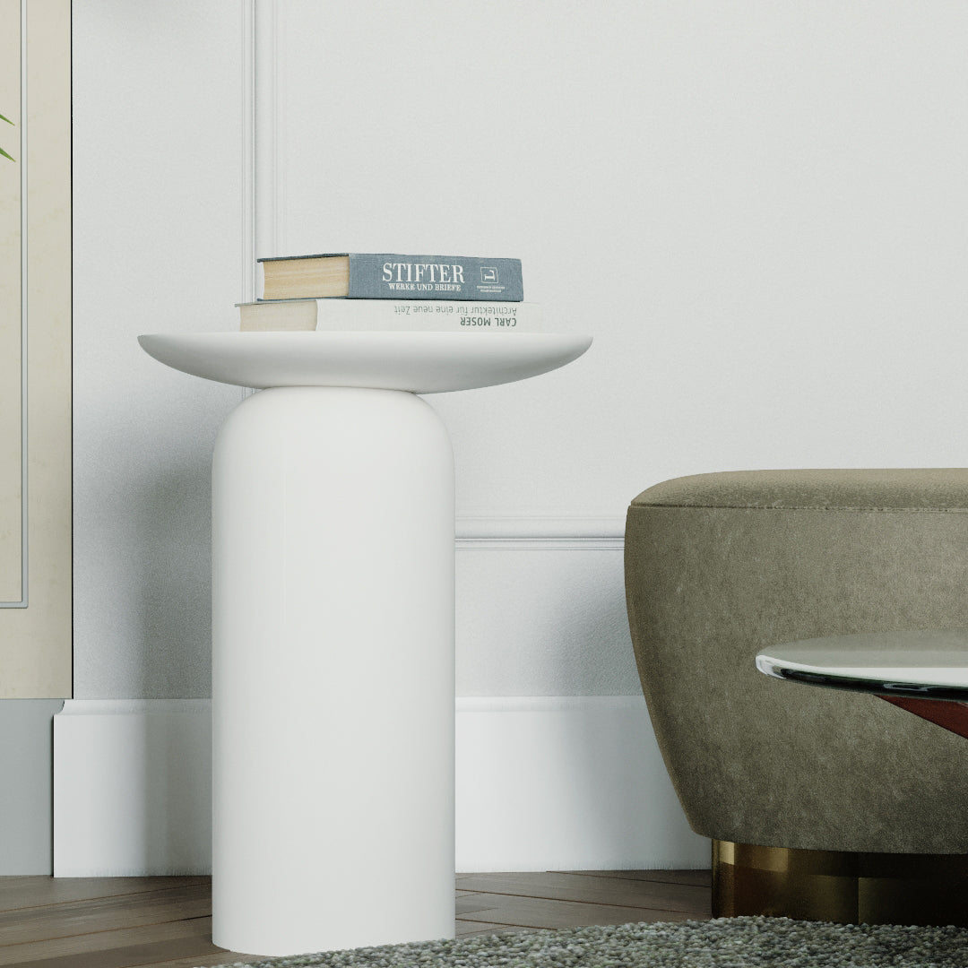 Pera Walnut Wooden Cylinder Side Table