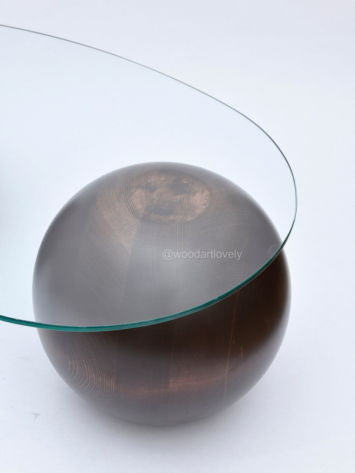 Mesa de centro con bolas de madera de nogal oscuro, mesa central, bolas de madera, mesa de centro de madera
