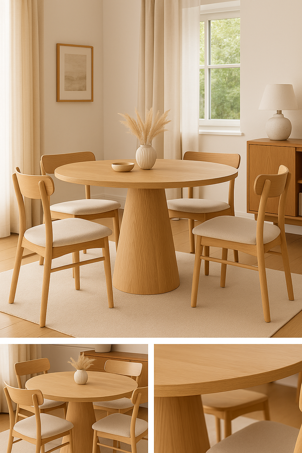 Barrel Light Oak Dining Table