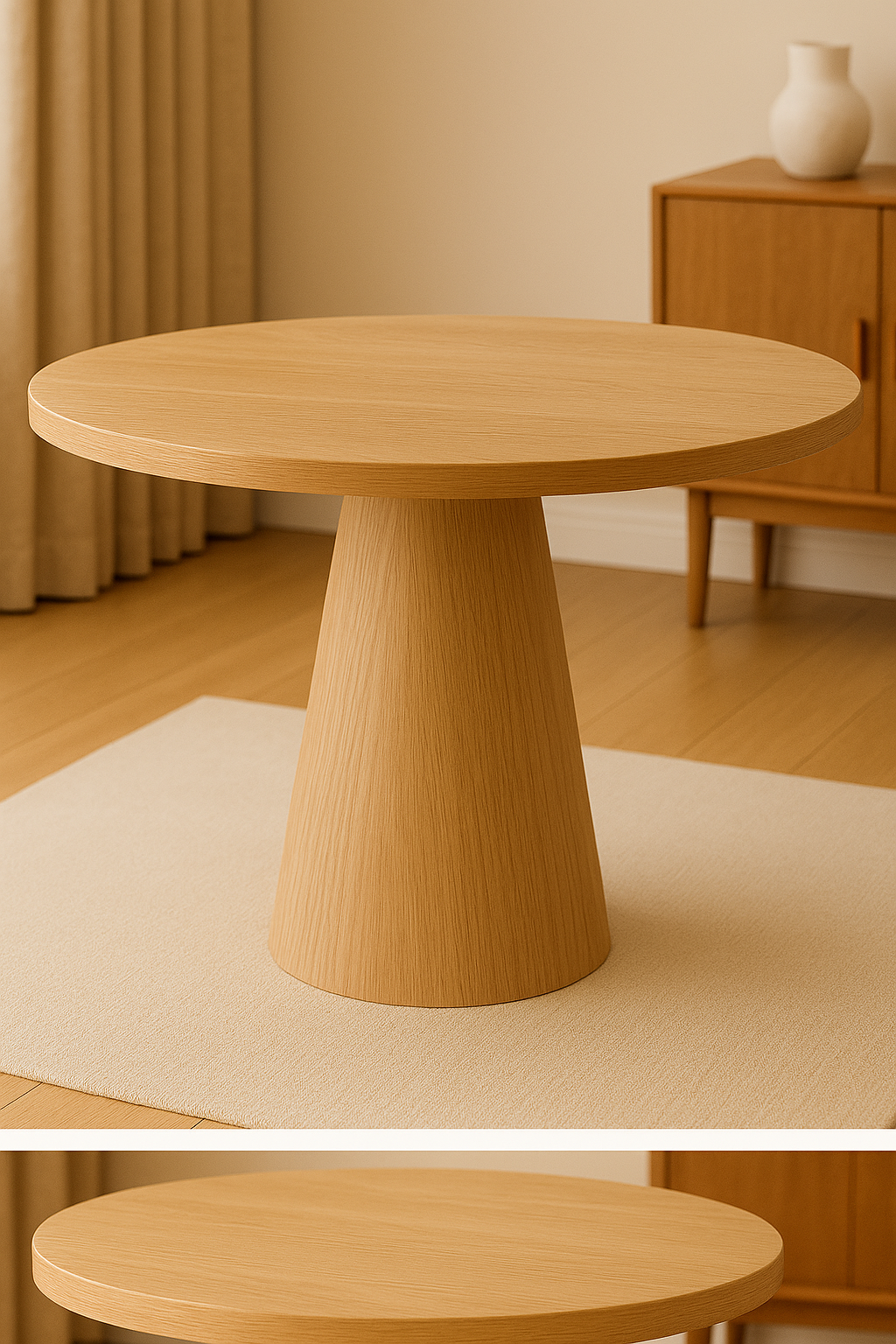 Barrel Light Oak Dining Table