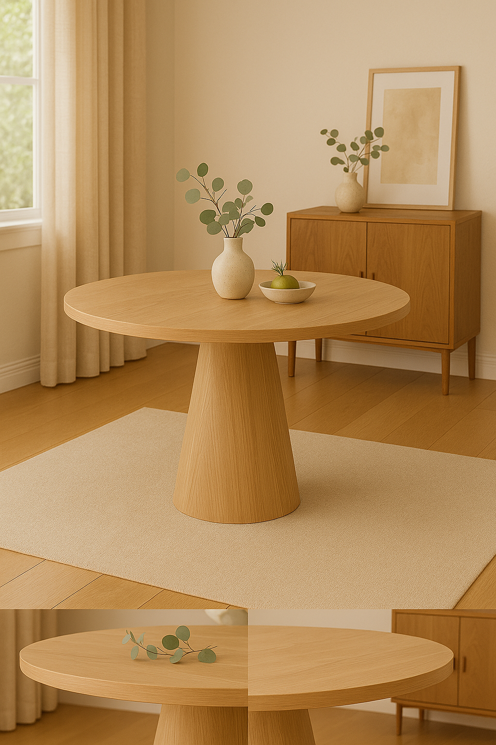 Barrel Light Oak Dining Table