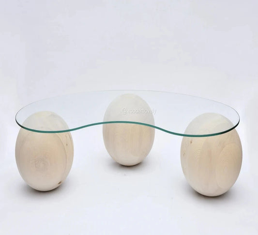 Raw Wood Ball Coffee Table, (Unpolished Balls)
