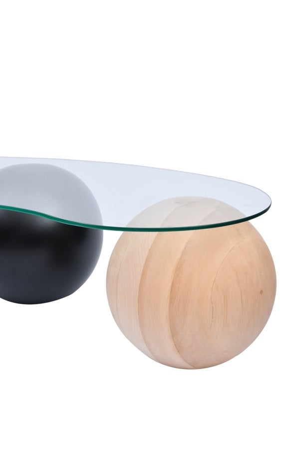 Mesa de centro con bolas de madera, bolas de madera de colores, mesa central, bolas de madera, hogar único