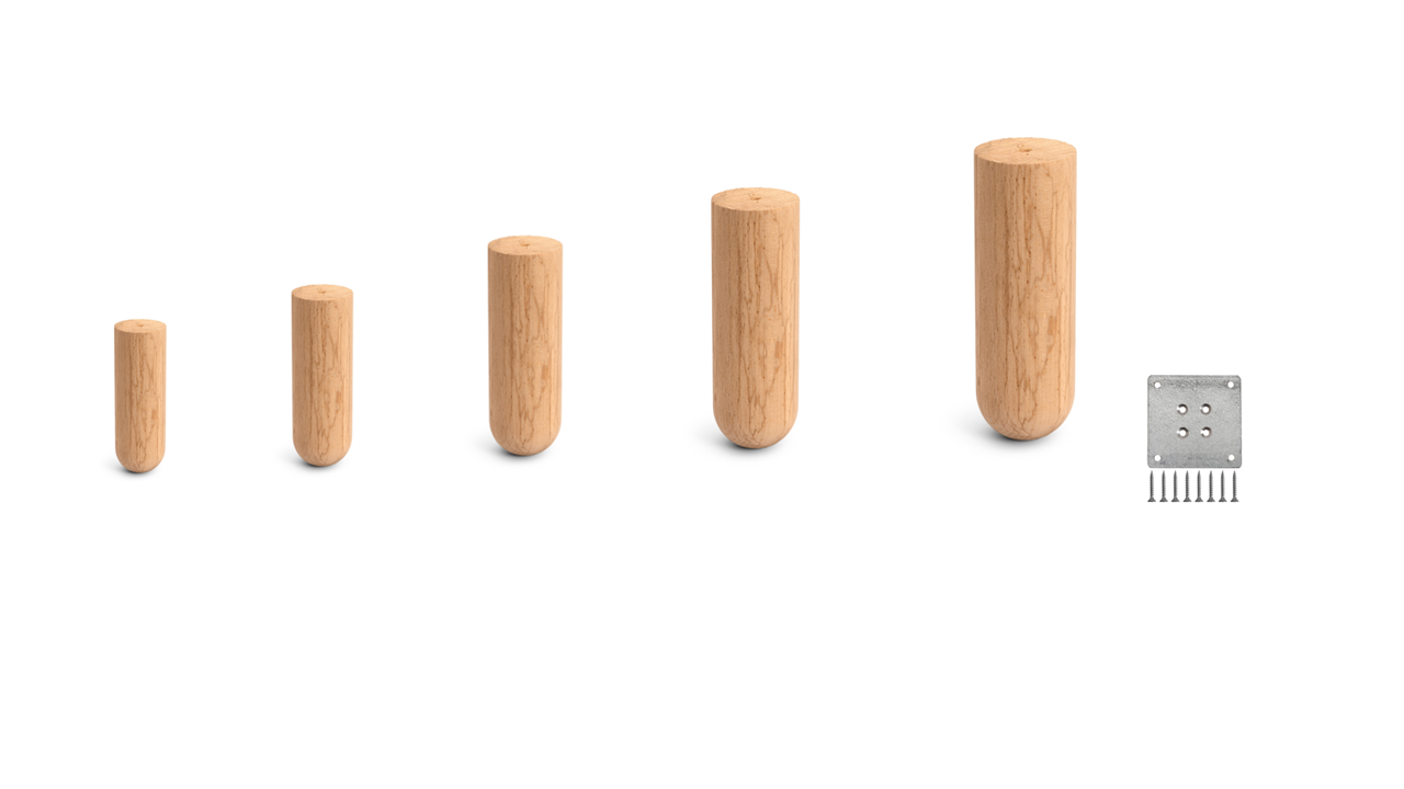 Cylinder wooden furniture leg, Sofa,Cabinet, Bed Wooden Leg - Set of 4
