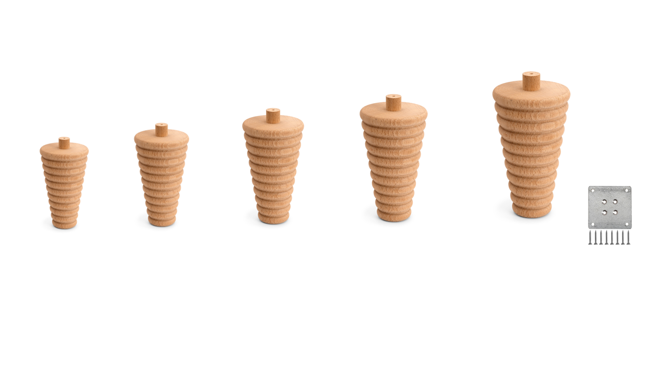 Conic wooden furniture leg, Sofa,Cabinet, Bed Wooden Leg - Set of 4