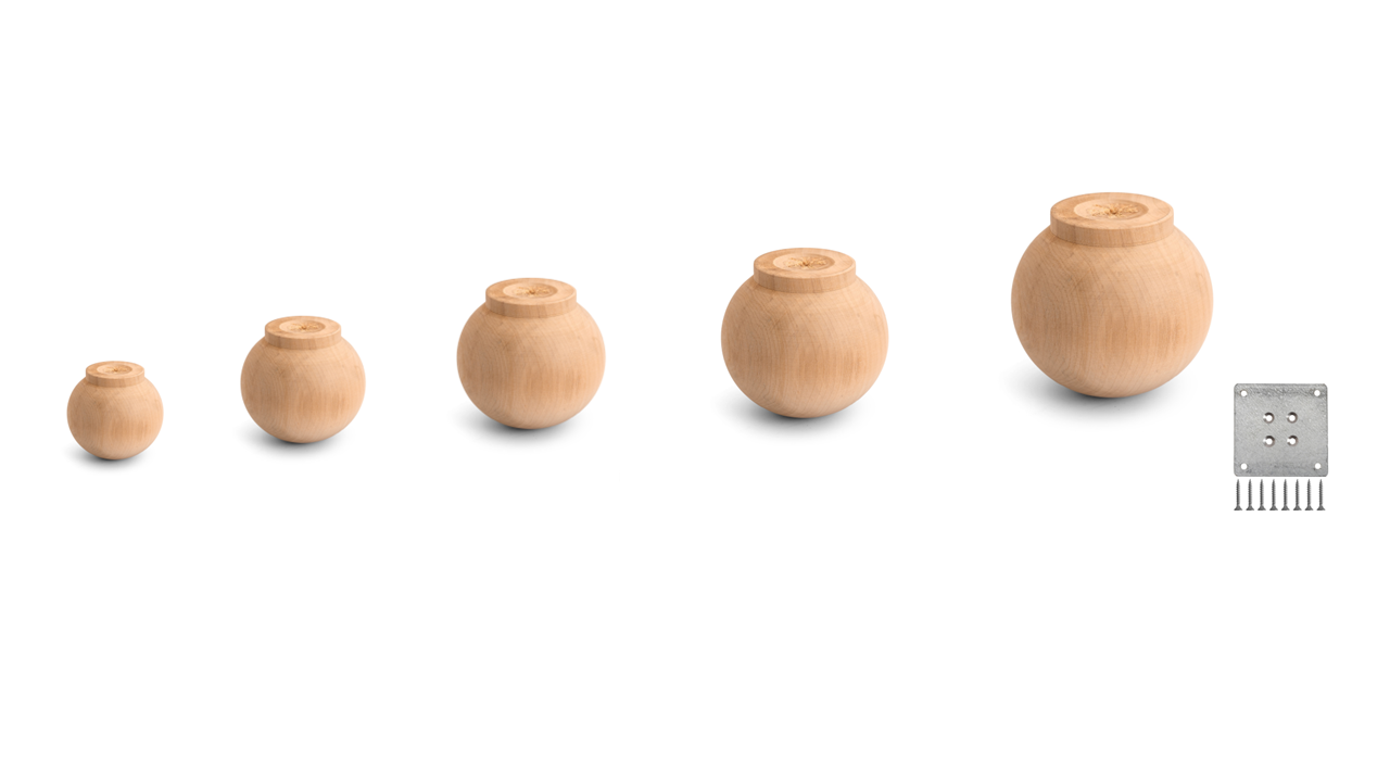 Single Ball wooden furniture leg, Sofa,Cabinet, Bed Wooden Leg - Set of 4
