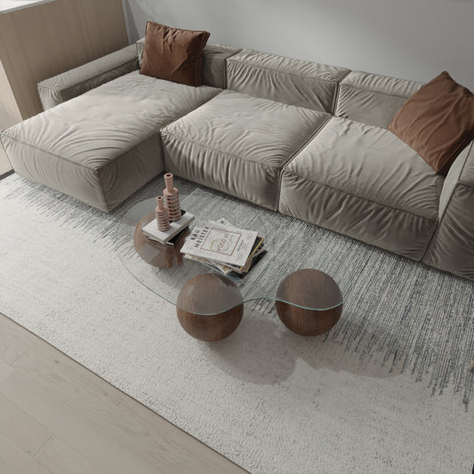 Wooden Ball Coffee Table, Center Table, Wood Balls, Glass Table with Wood Ball, Wood Table