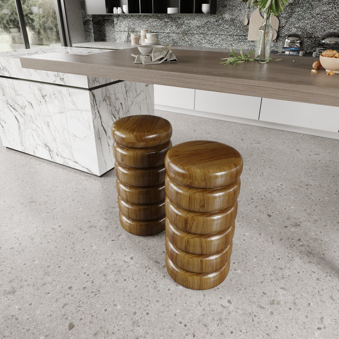 Taburete de cocina, Taburete de bar de madera, Taburete alto de madera, Taburete alto, Taburete de pie, Taburete de diseño