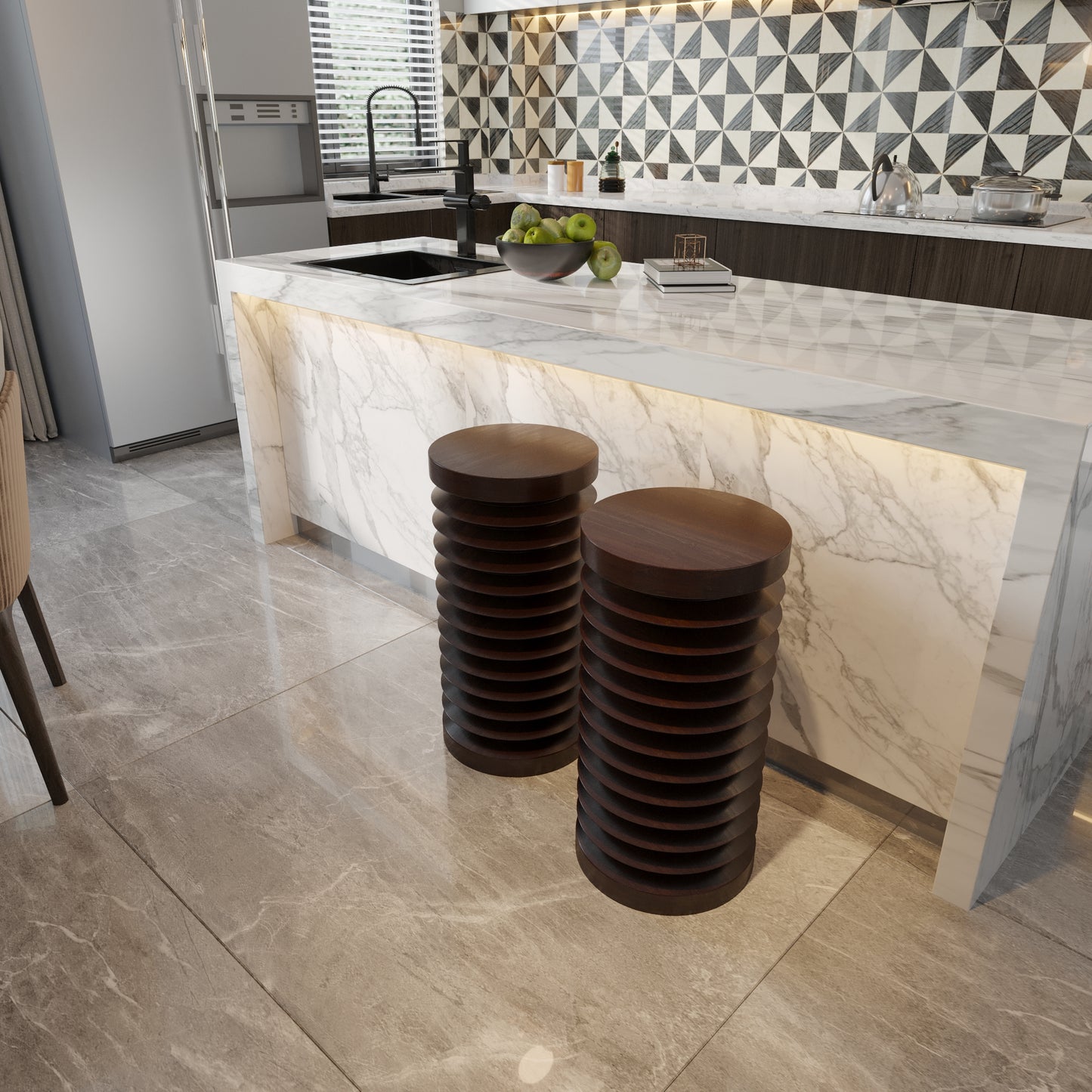 Taburete de bar de madera, taburete alto de madera, taburete de cocina, taburete alto, taburete de pie, taburete de diseño