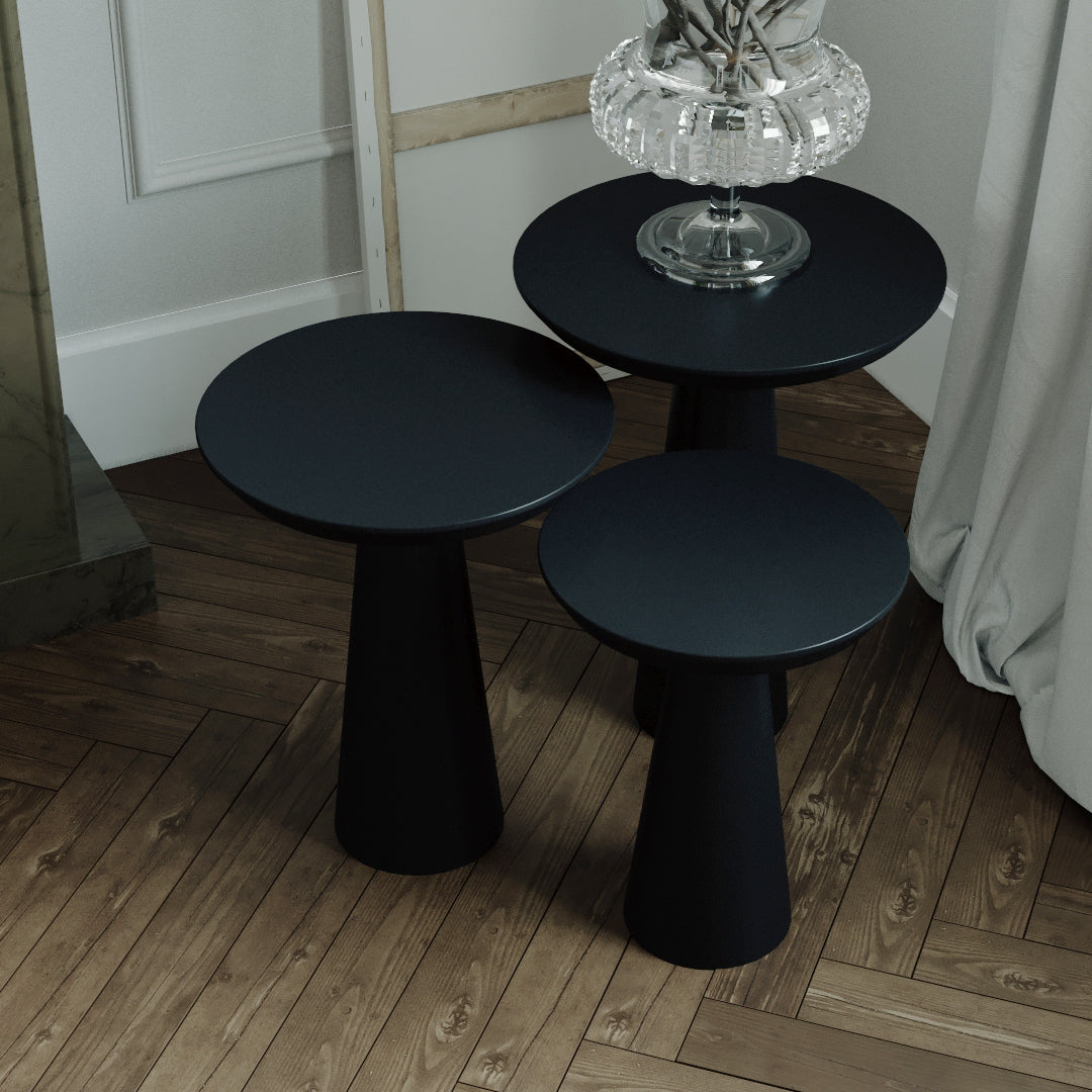 Wooden Mushroom Side Table, Walnut Finish