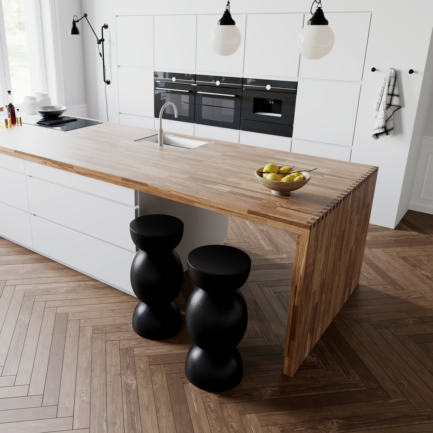 Taburete alto de madera, taburete de bar, taburete de cocina, taburete alto, taburete de pie, taburete de diseño
