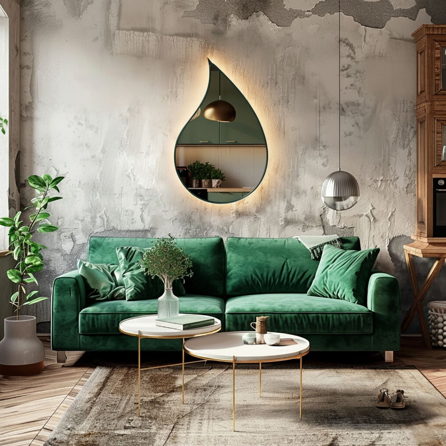 RainDrop Asymmetrical Mirror - Organic Irregular Wall Mirror