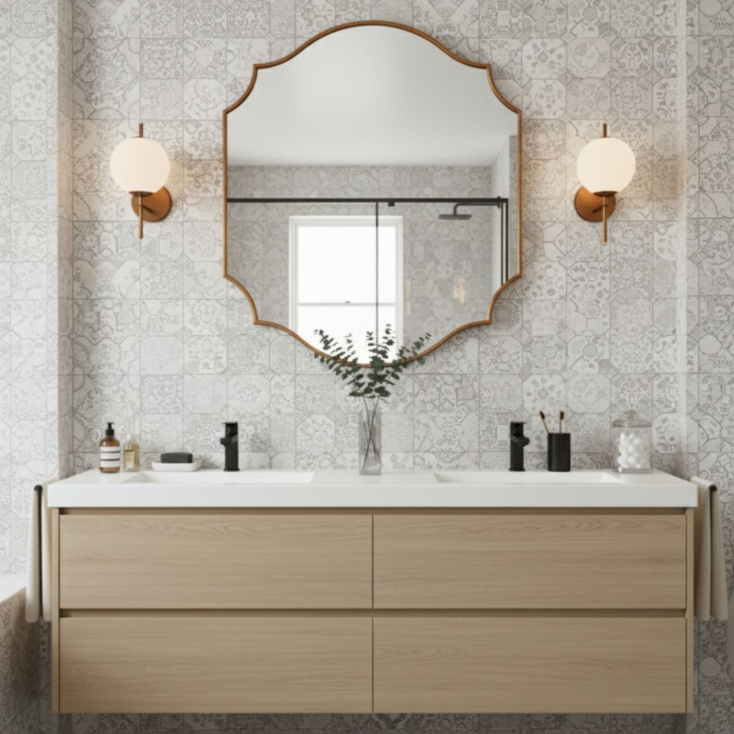Lefke Asymmetrical Mirror - Handmade Irregular Wall Mirror