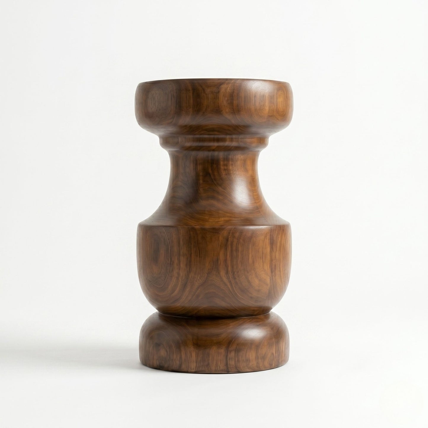 Ahenk Walnut Side Table, Solid Wood Accent Table, Sculptural Pedestal, Handmade Modern End Table