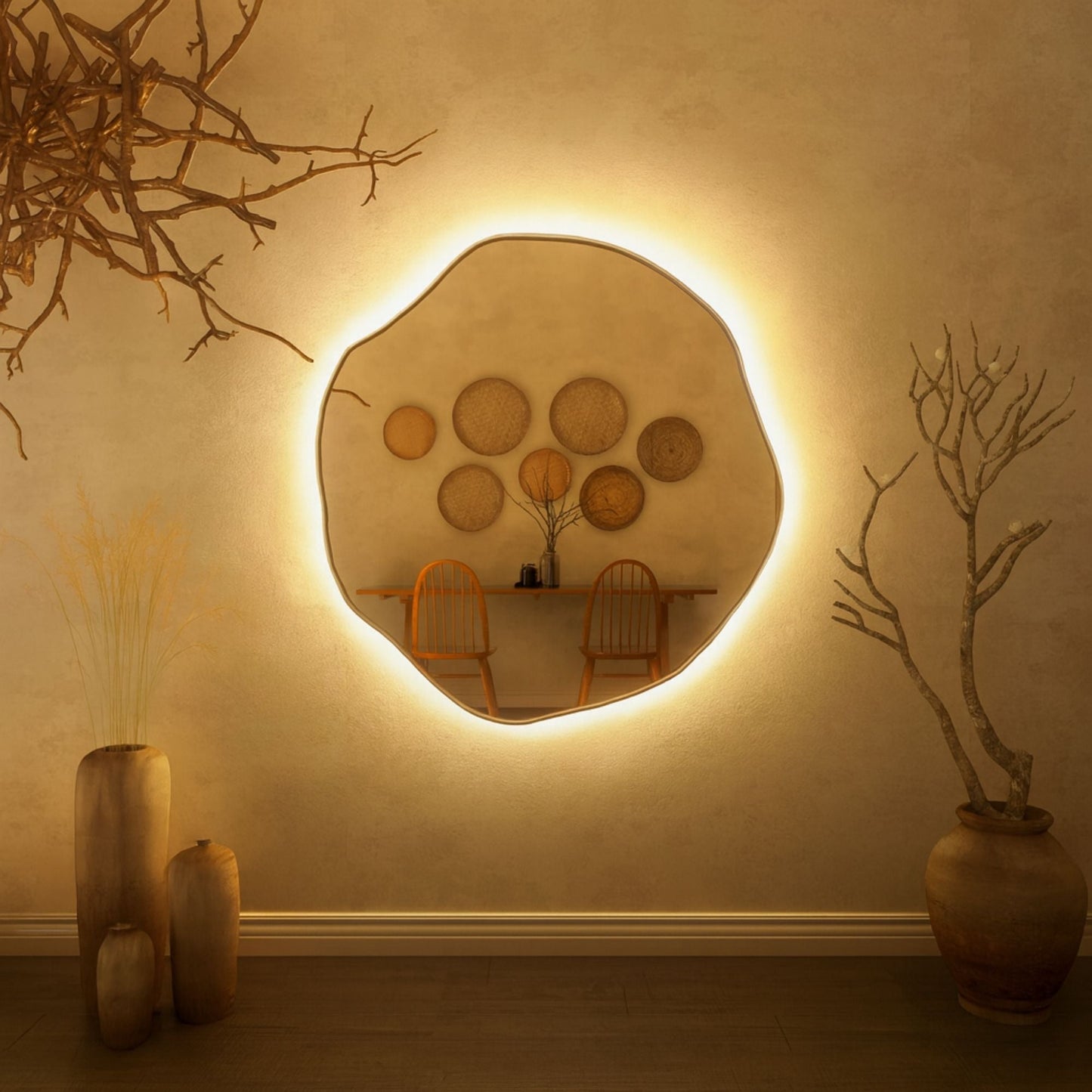 Kepez Asymmetrical Wall Mirror Irregular Design Organic Mirror
