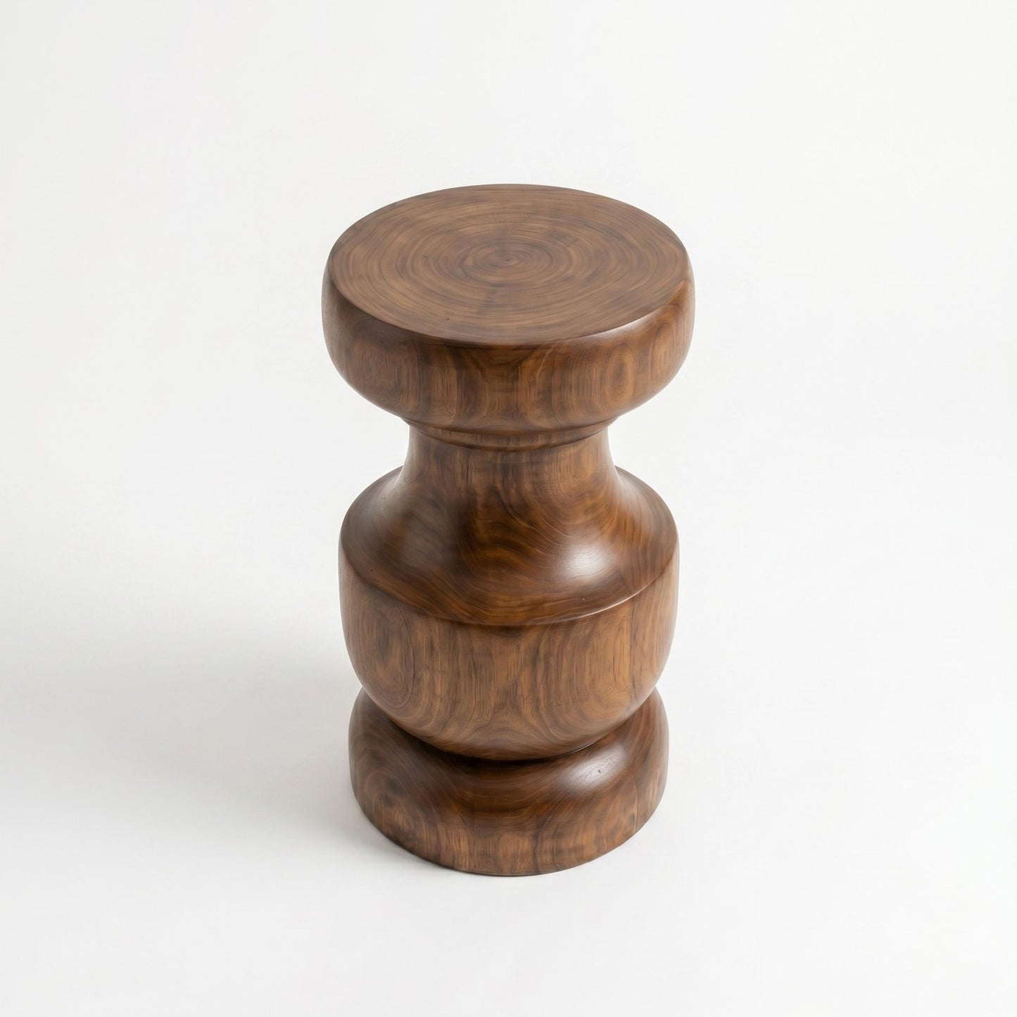 Ahenk Walnut Side Table, Solid Wood Accent Table, Sculptural Pedestal, Handmade Modern End Table
