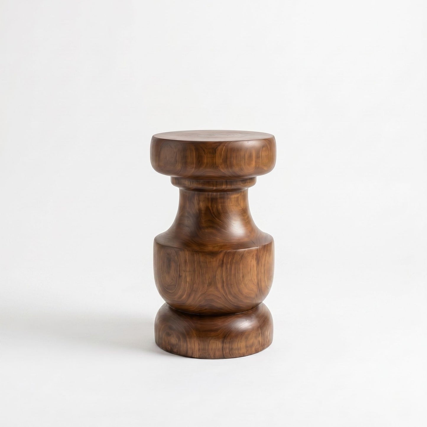 Ahenk Walnut Side Table, Solid Wood Accent Table, Sculptural Pedestal, Handmade Modern End Table