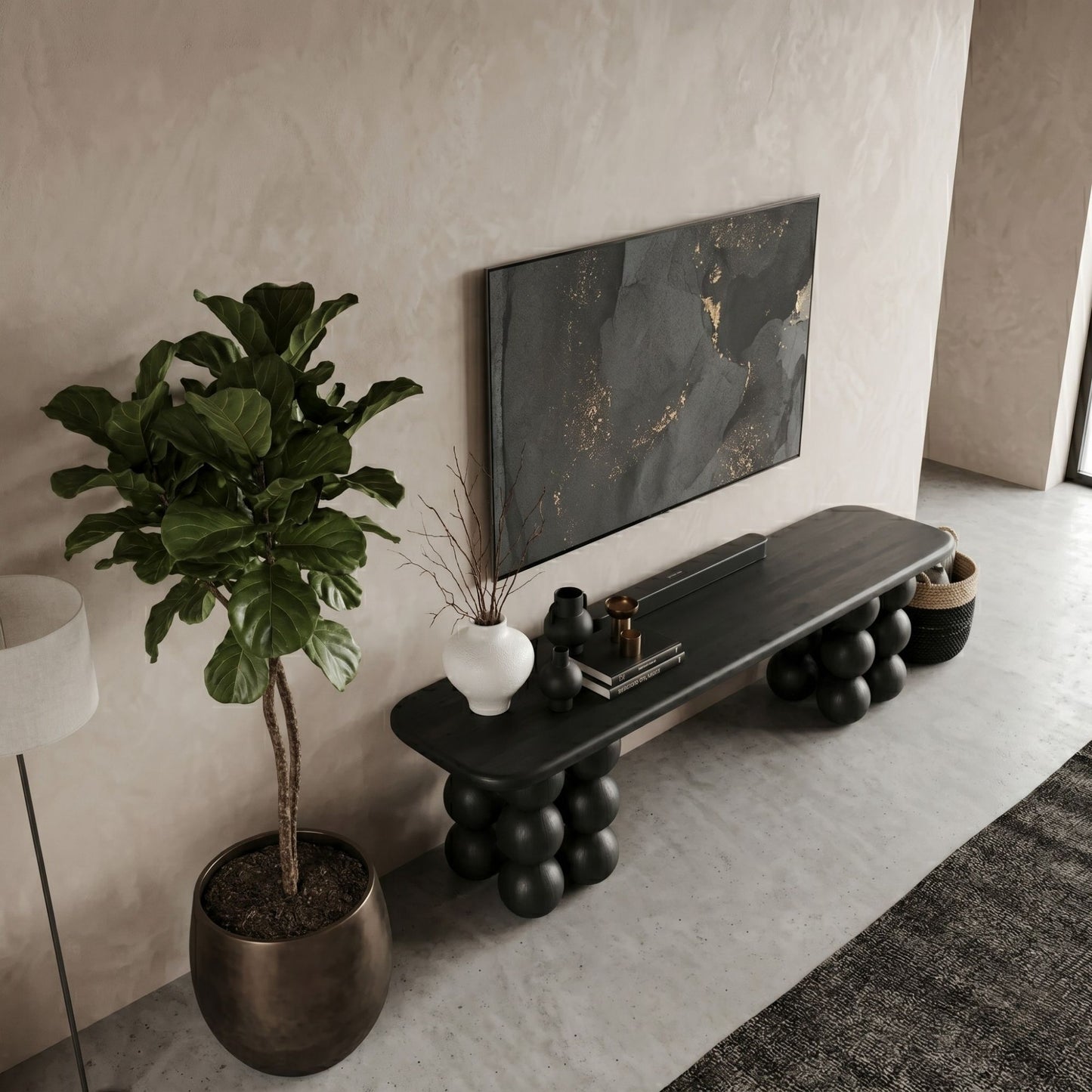 PICASSO TV Stand, Wabi Sabi Media Unit, Mid-Century Modern Console Table, Handcrafted Wooden Stand