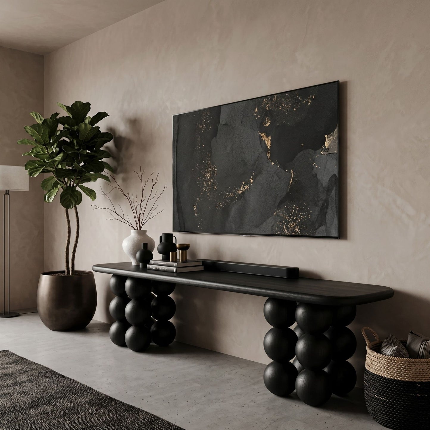 PICASSO TV Stand, Wabi Sabi Media Unit, Mid-Century Modern Console Table, Handcrafted Wooden Stand