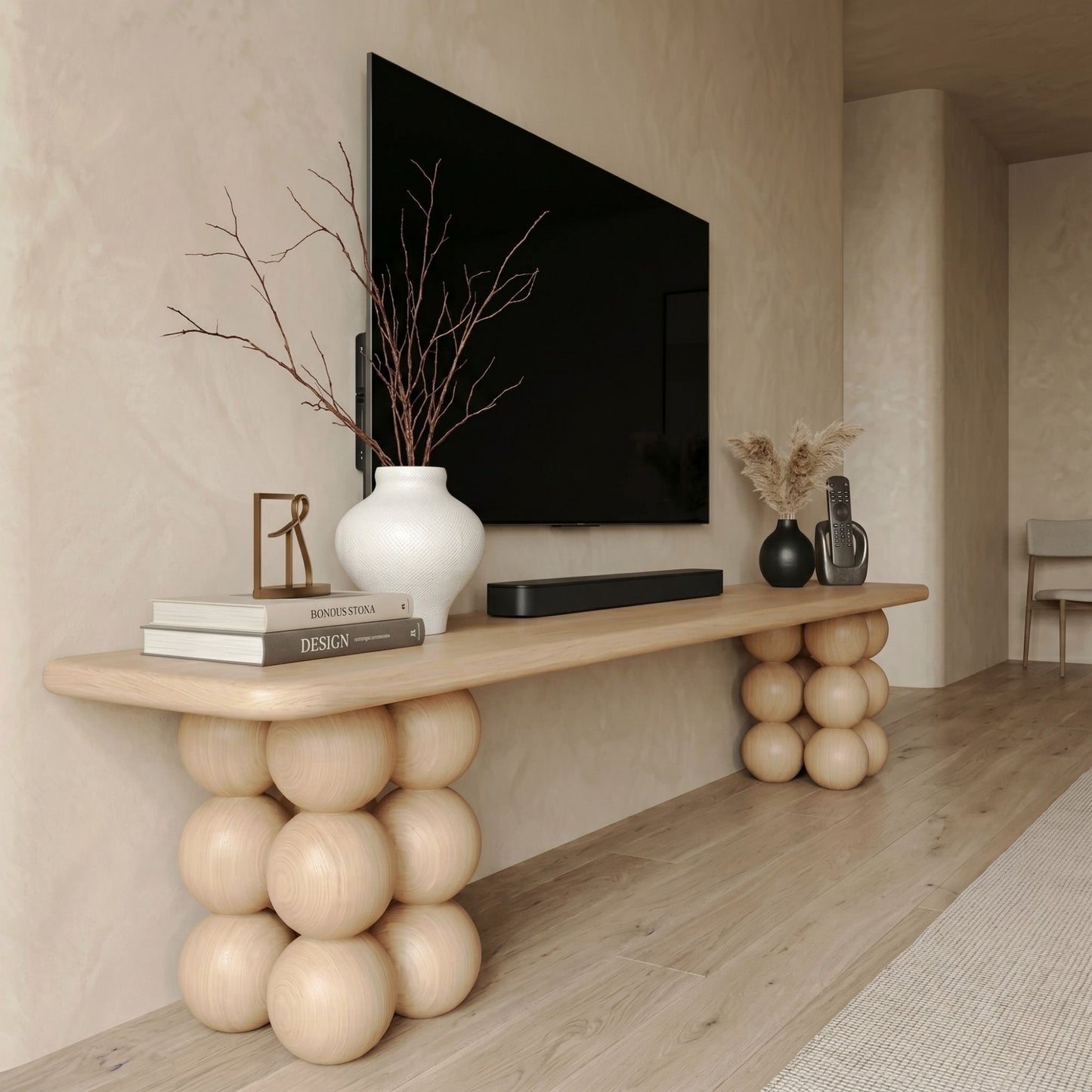 PICASSO TV Stand, Wabi Sabi Media Unit, Mid-Century Modern Console Table, Handcrafted Wooden Stand