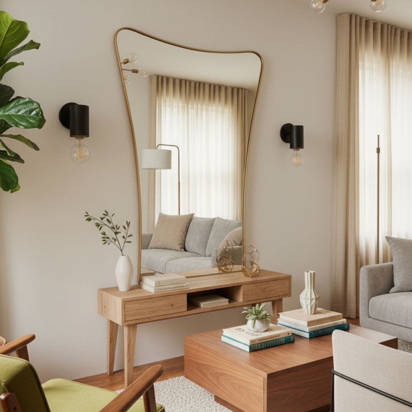 Iskele Asymmetrical Decor Mirror - Handmade Irregular Wall Mirror | Alpken