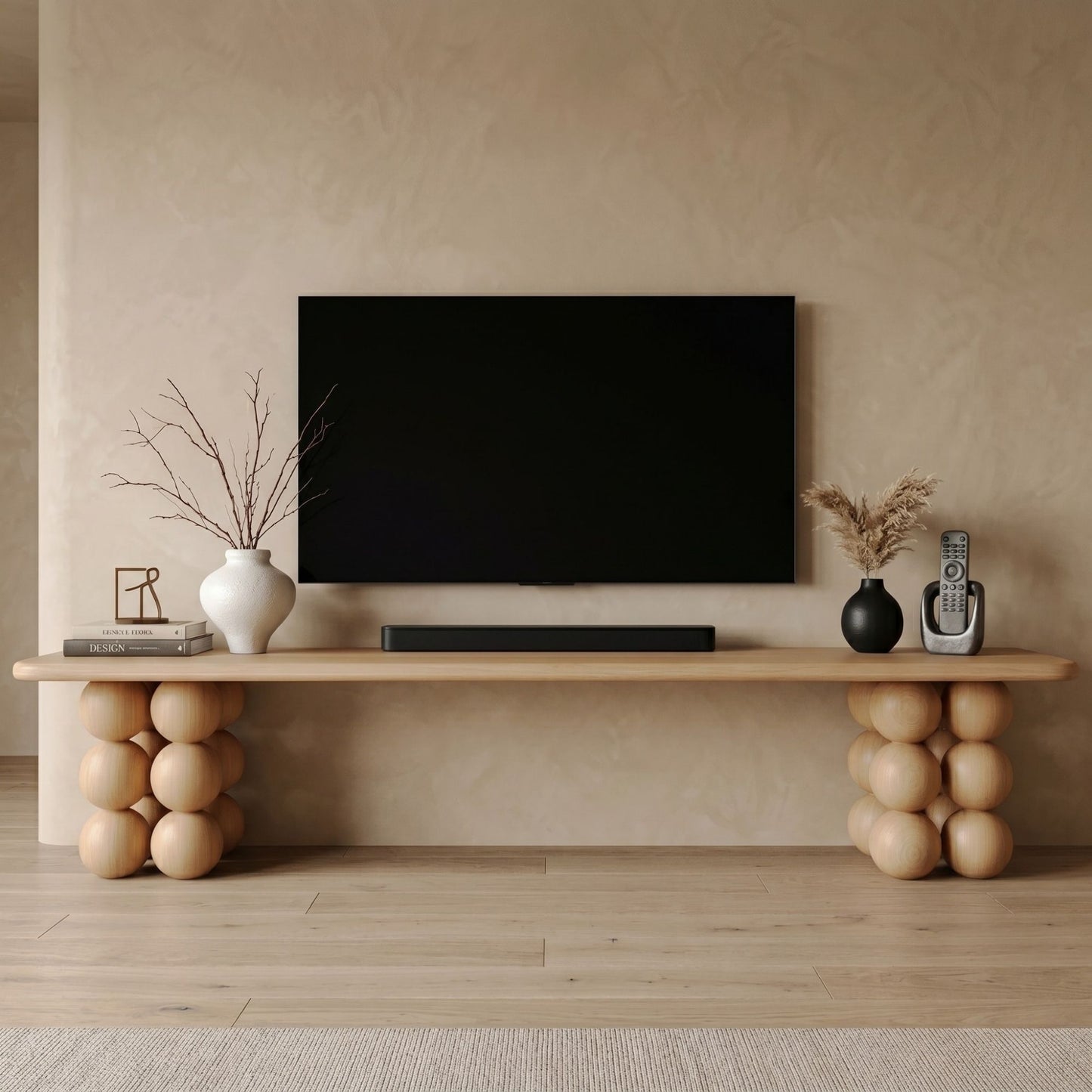 PICASSO TV Stand, Wabi Sabi Media Unit, Mid-Century Modern Console Table, Handcrafted Wooden Stand