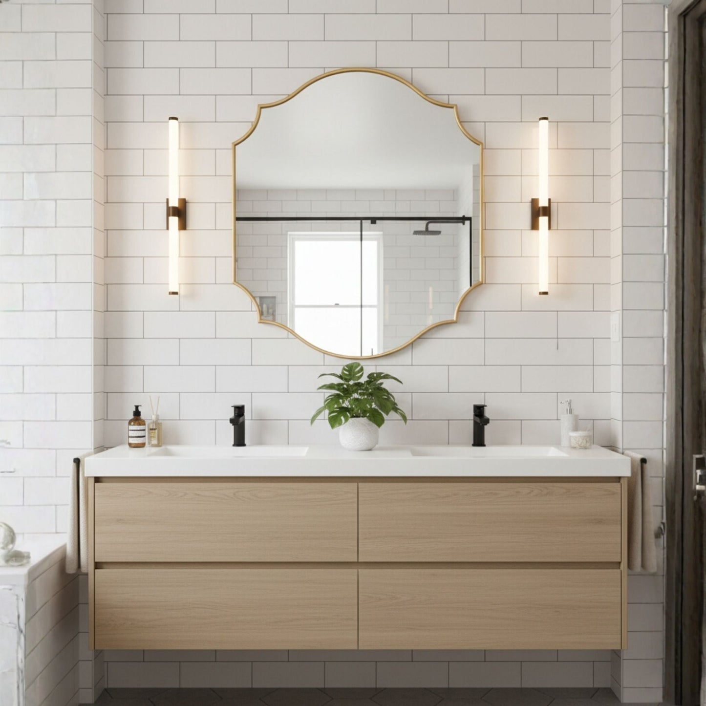 Lefke Asymmetrical Mirror - Handmade Irregular Wall Mirror