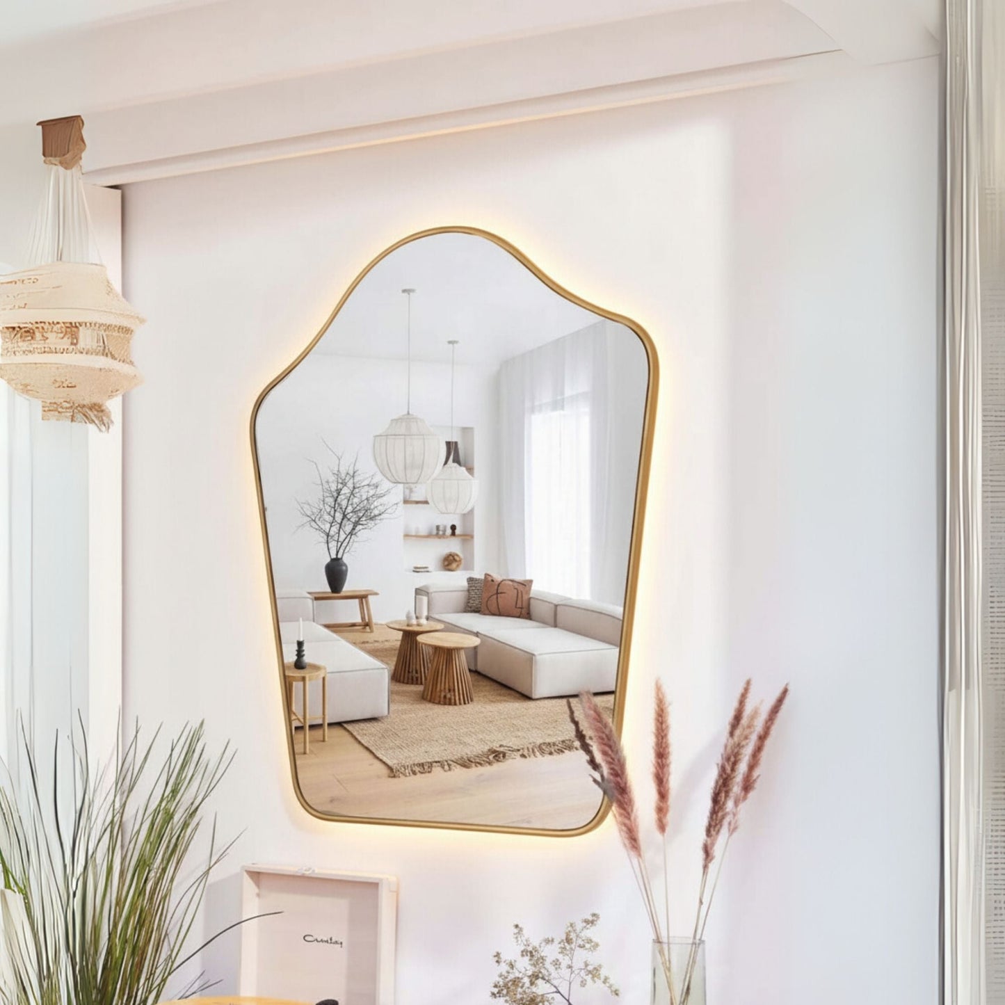 Asymmetrical J Mirror Irregular Sink Led Mirror
