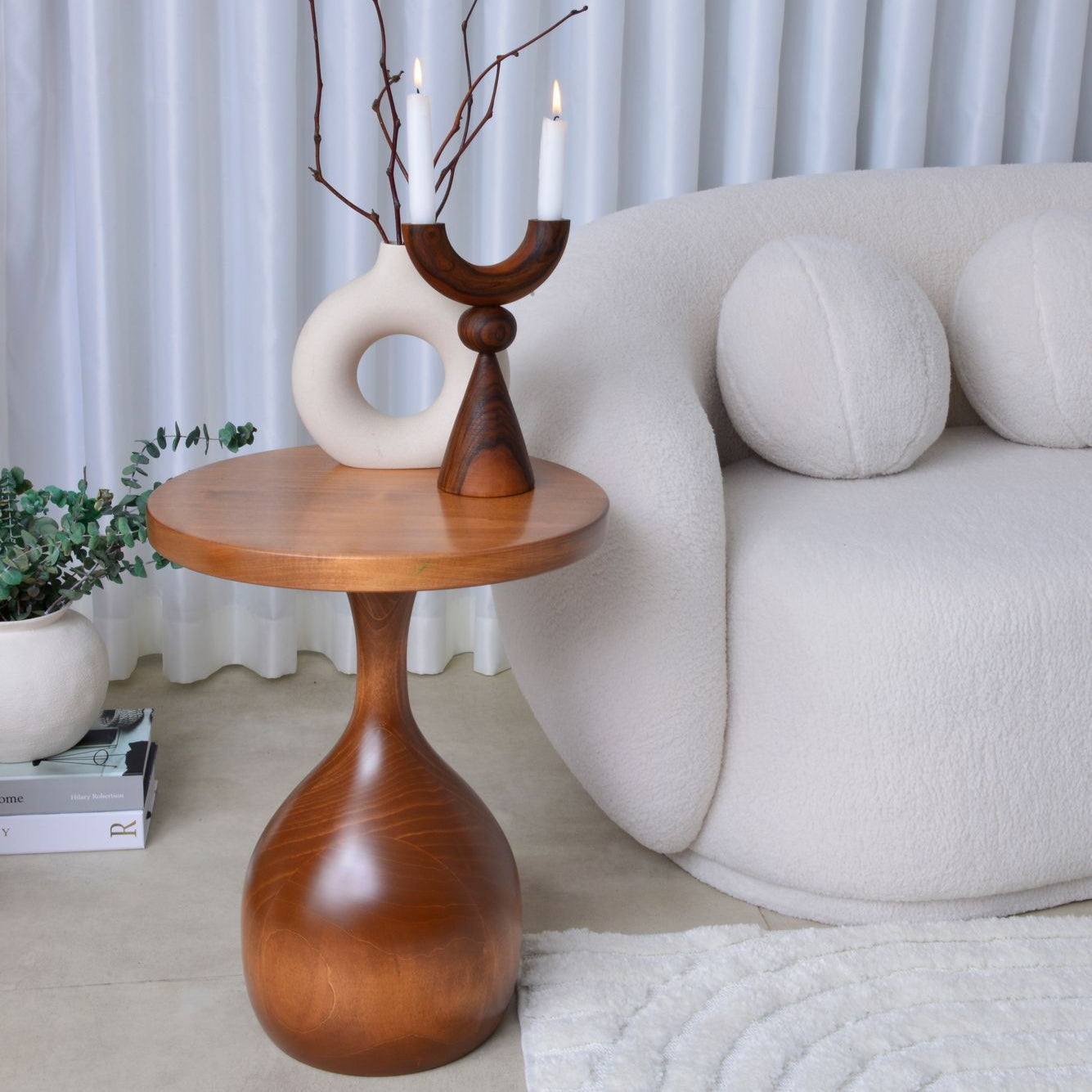Vortex Side Table, Swirl of Elegance - Handmade Walnut Vortex Shaped Side Table